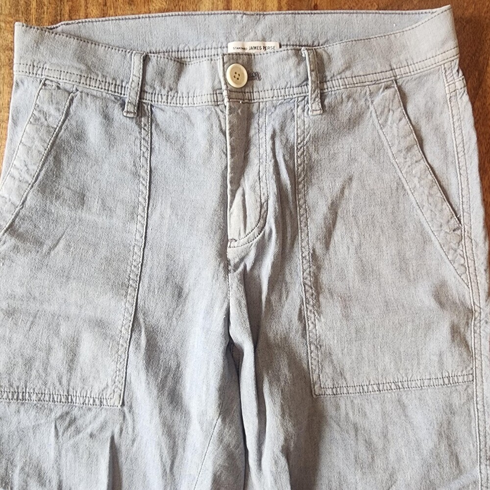 James Perse Pants Womens 25 Gray Linen Chambray Chino Utility Pockets Casual - Picture 3 of 11